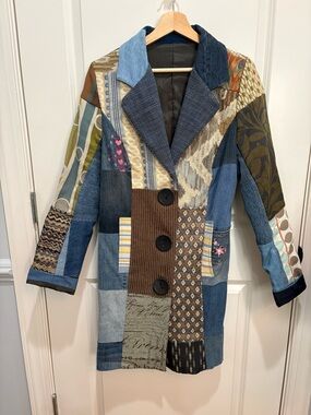 One-of-a-Kind (OOAK) Canadian Artisan Mixed-Media Patchwork Duster Coat